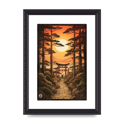 Breathtaking Path Woodblock with Torii Gates