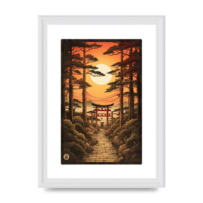 Breathtaking Path Woodblock with Torii Gates