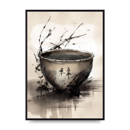 Sumi-e Painting Cracked Teacup Wabi-Sabi