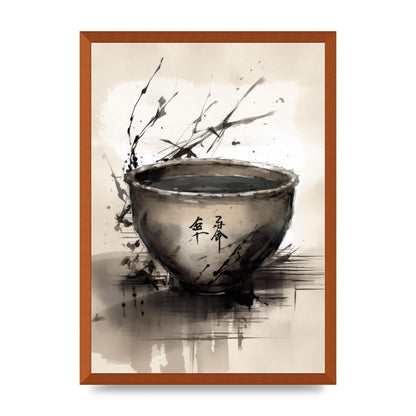 Sumi-e Painting Cracked Teacup Wabi-Sabi