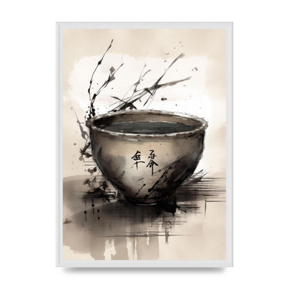 Sumi-e Painting Cracked Teacup Wabi-Sabi