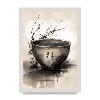 Sumi-e Painting Cracked Teacup Wabi-Sabi