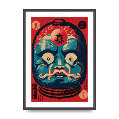 Vivid Risograph Traditional Daruma Doll