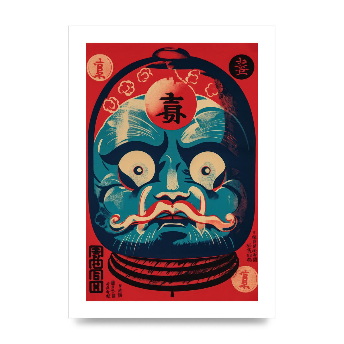 Vivid Risograph Traditional Daruma Doll