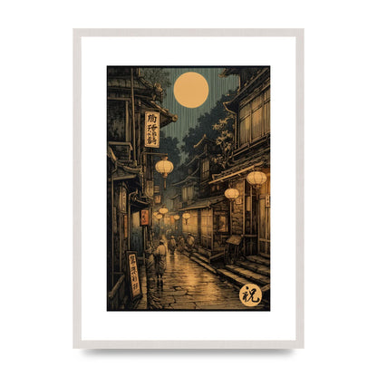 Lantern-lit Alley in Old Japan Lithograph