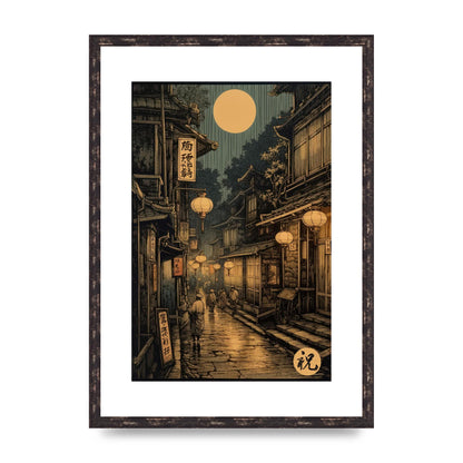 Lantern-lit Alley in Old Japan Lithograph