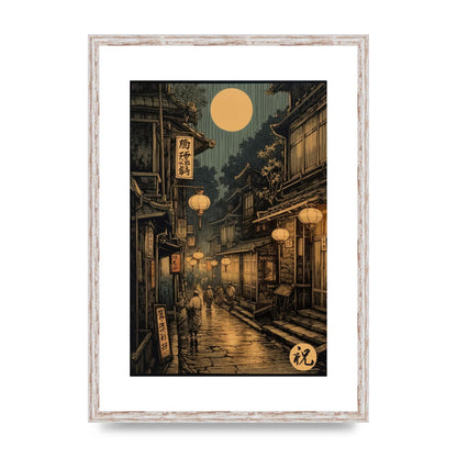 Lantern-lit Alley in Old Japan Lithograph
