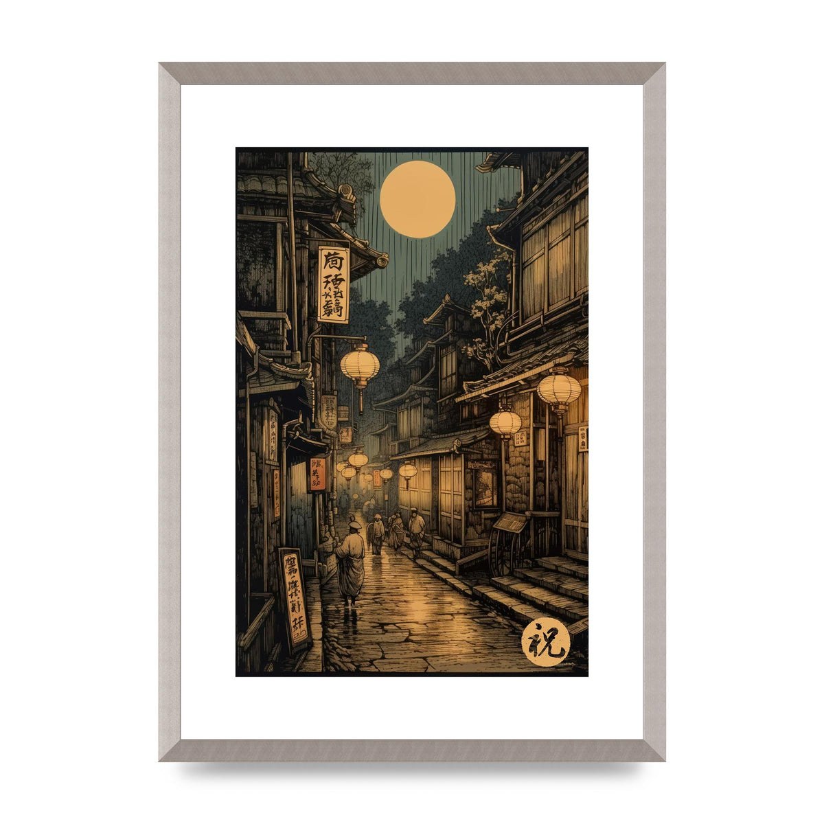 Lantern-lit Alley in Old Japan Lithograph