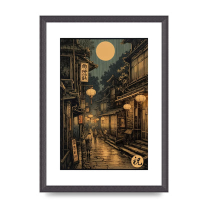 Lantern-lit Alley in Old Japan Lithograph