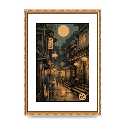Lantern-lit Alley in Old Japan Lithograph