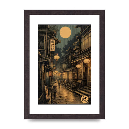 Lantern-lit Alley in Old Japan Lithograph