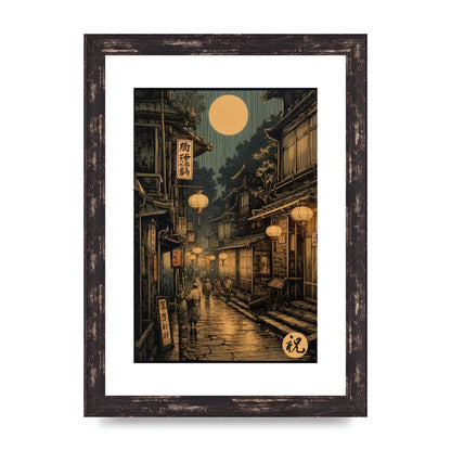 Lantern-lit Alley in Old Japan Lithograph