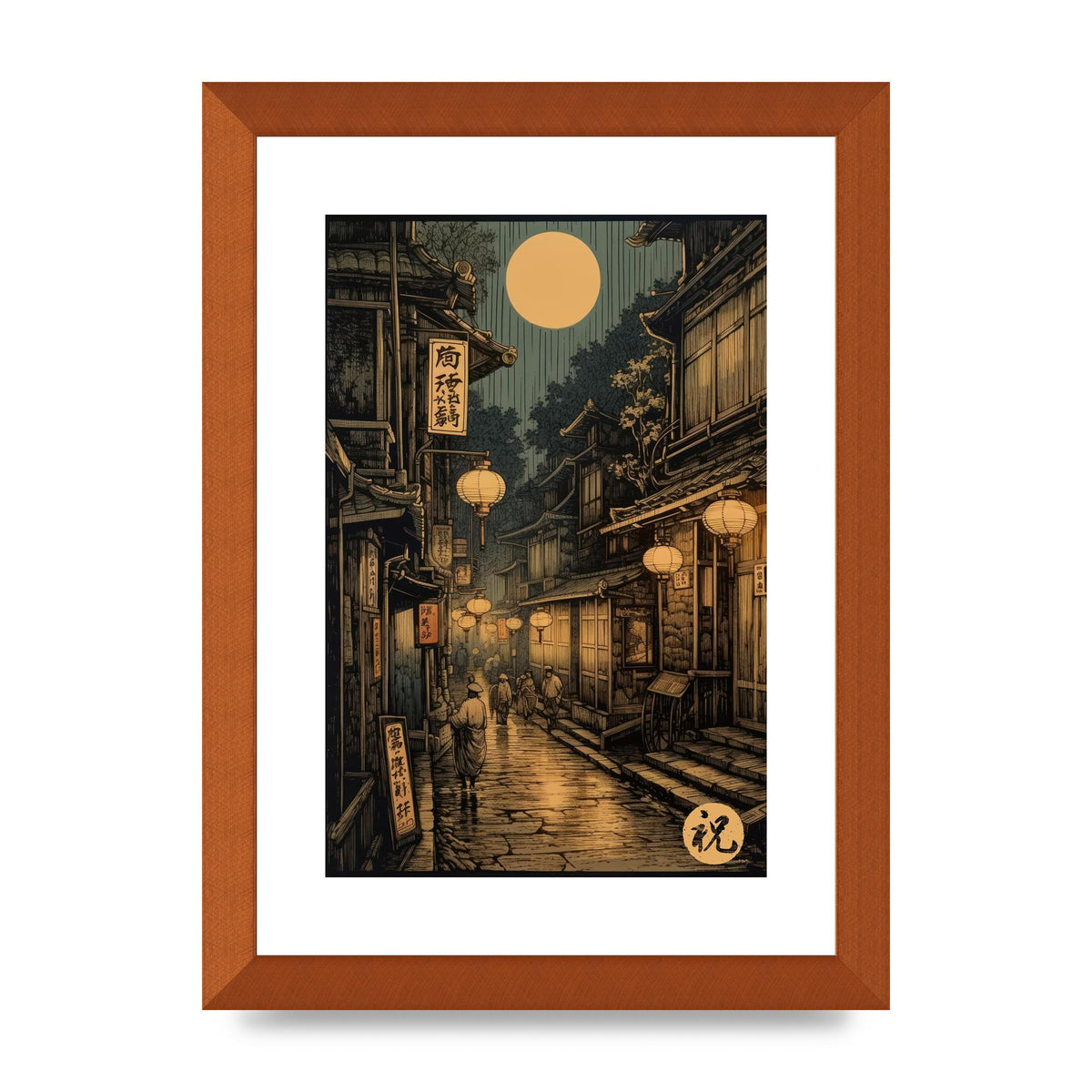 Lantern-lit Alley in Old Japan Lithograph