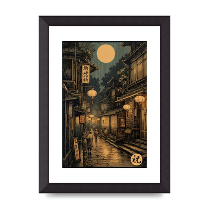 Lantern-lit Alley in Old Japan Lithograph