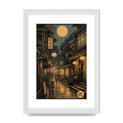 Lantern-lit Alley in Old Japan Lithograph