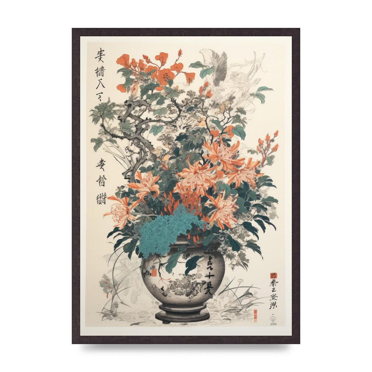 Exquisite Ikebana Risograph with Kanji