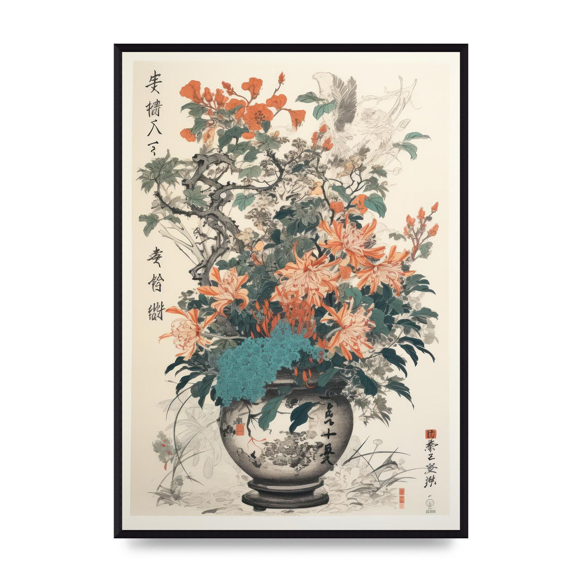 Exquisite Ikebana Risograph with Kanji