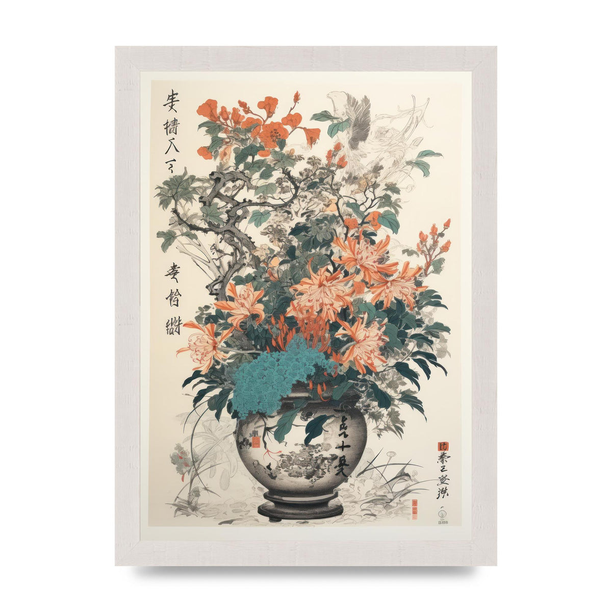 Exquisite Ikebana Risograph with Kanji