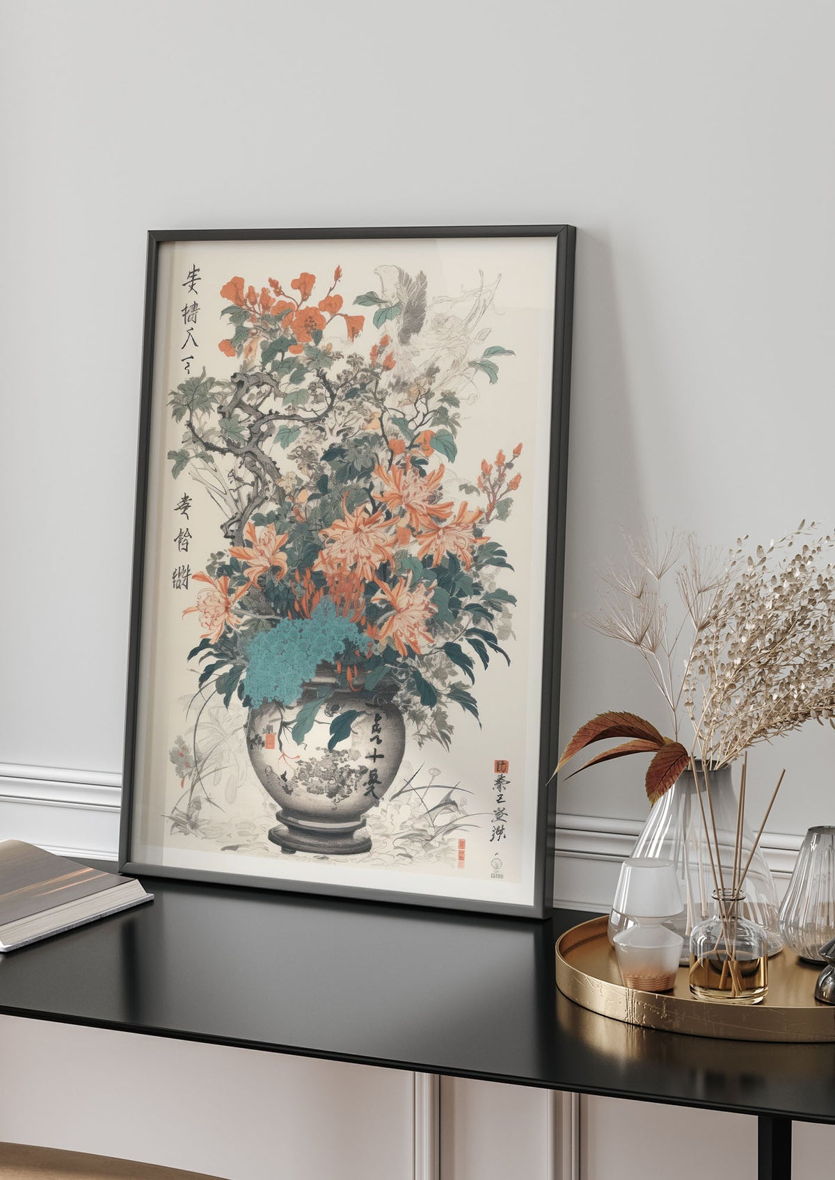 Exquisite Ikebana Risograph with Kanji
