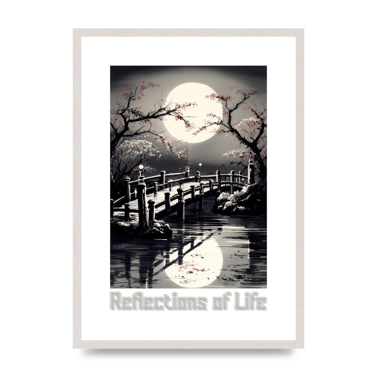 Sumi-e Wooden Bridge and Sakura