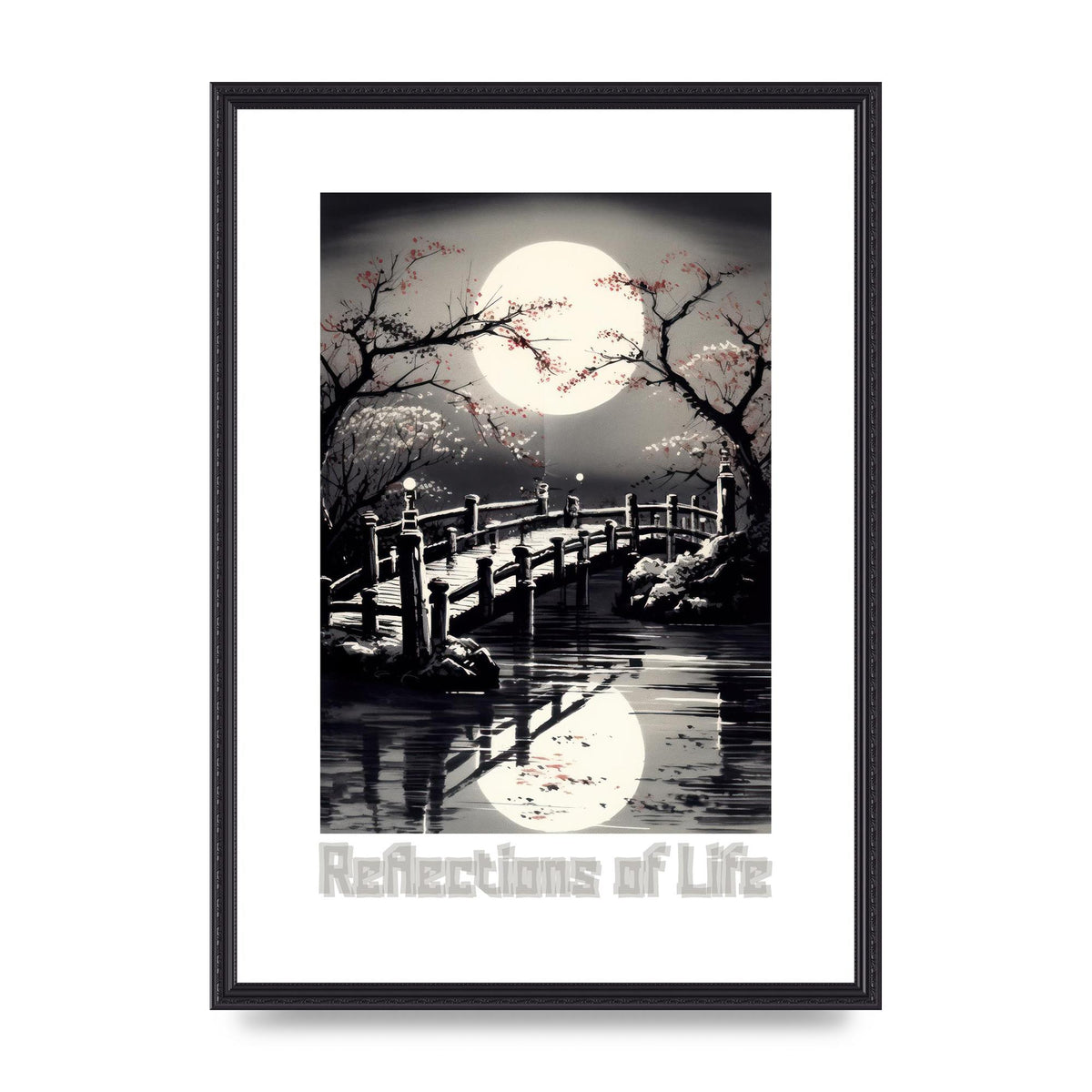 Sumi-e Wooden Bridge and Sakura