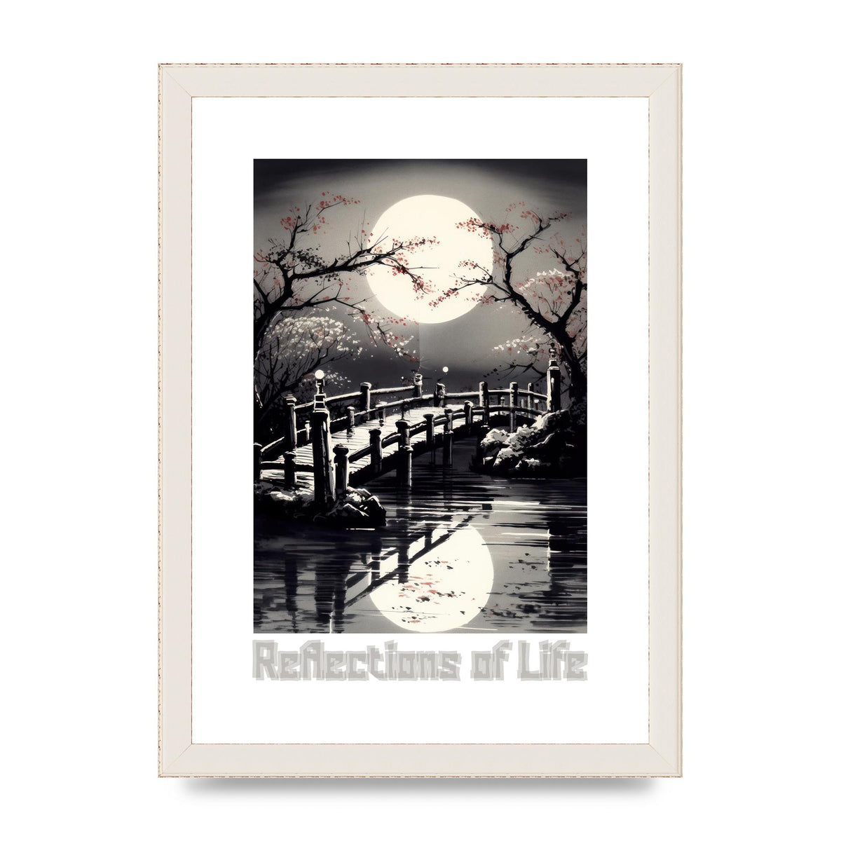 Sumi-e Wooden Bridge and Sakura