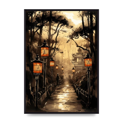 Sumi-e Radiant Lanterns and Temple