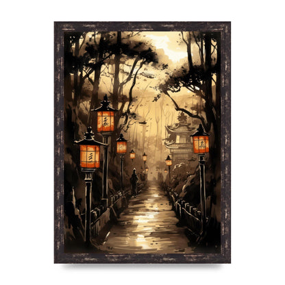Sumi-e Radiant Lanterns and Temple