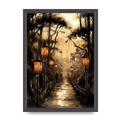 Sumi-e Radiant Lanterns and Temple