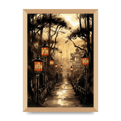 Sumi-e Radiant Lanterns and Temple