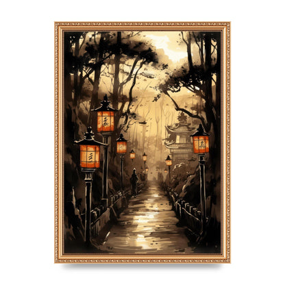 Sumi-e Radiant Lanterns and Temple