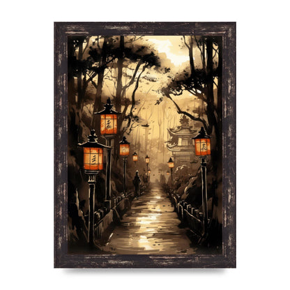 Sumi-e Radiant Lanterns and Temple