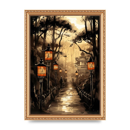 Sumi-e Radiant Lanterns and Temple