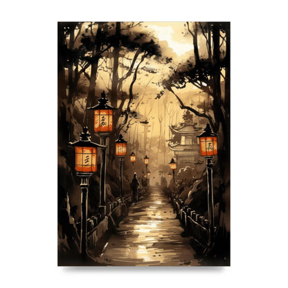 Sumi-e Radiant Lanterns and Temple