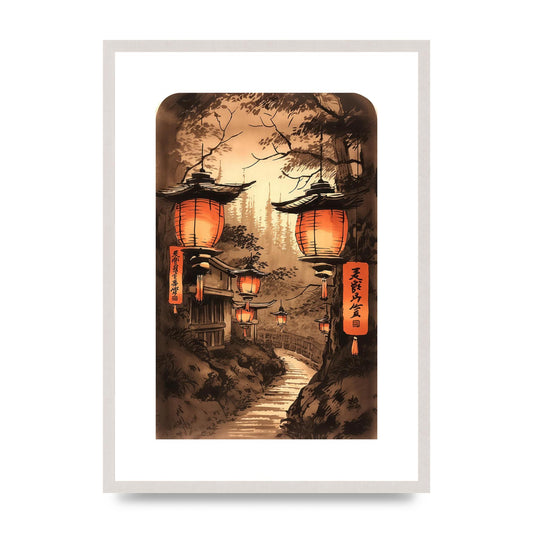 Luminous Lanterns Toward Old Temple