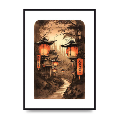 Luminous Lanterns Toward Old Temple