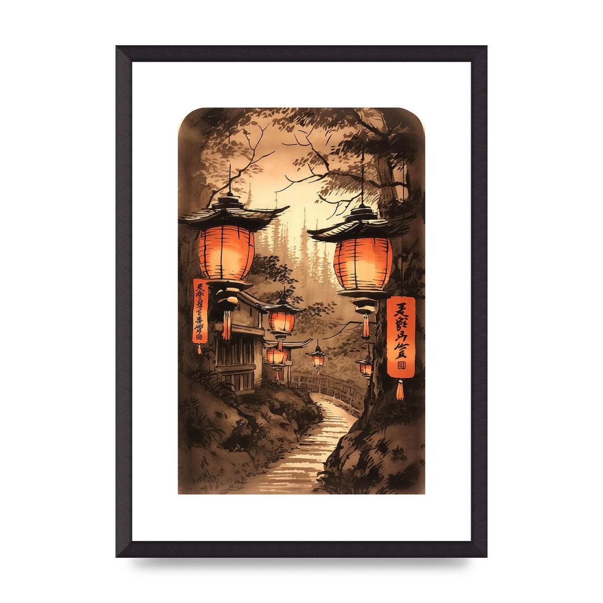 Luminous Lanterns Toward Old Temple