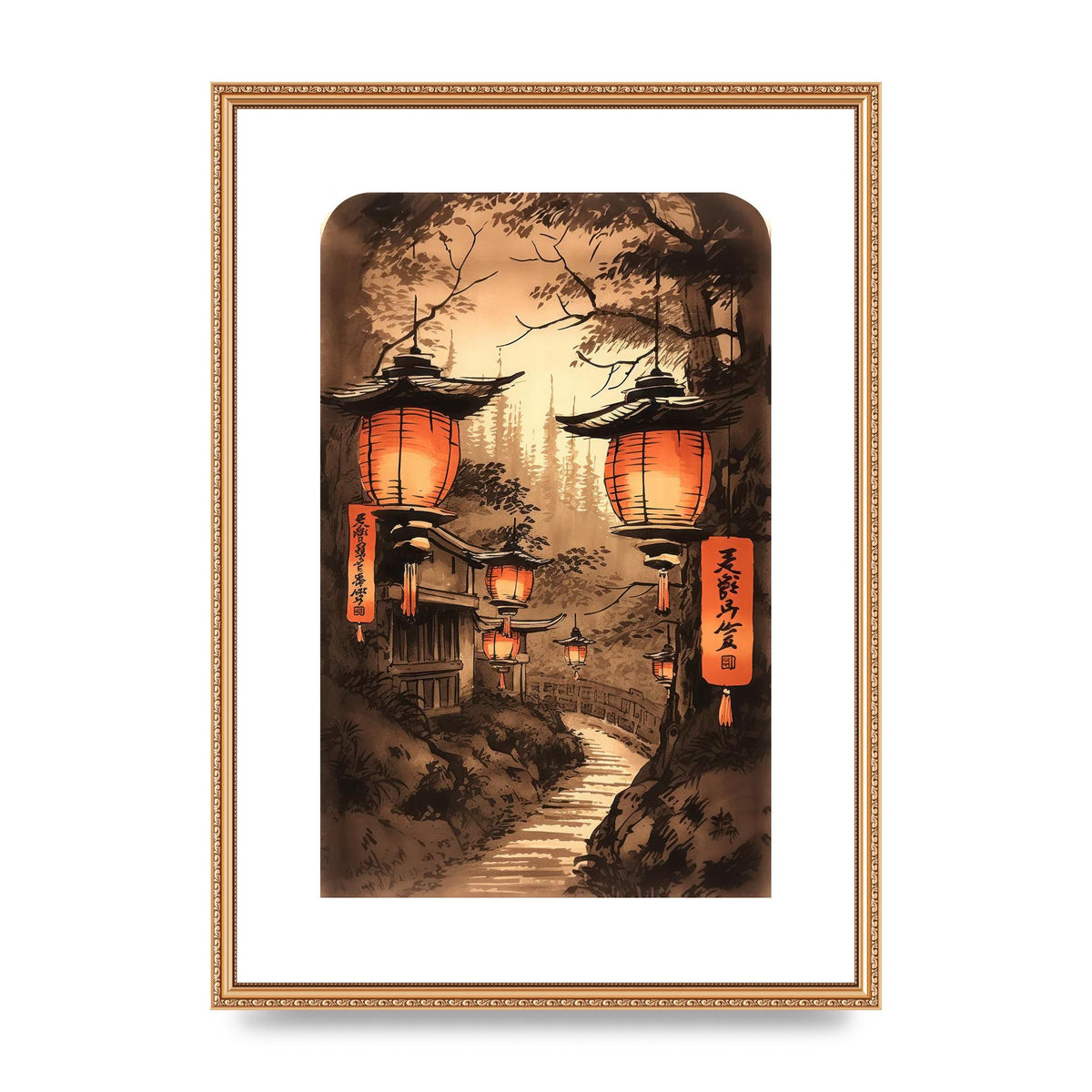 Luminous Lanterns Toward Old Temple