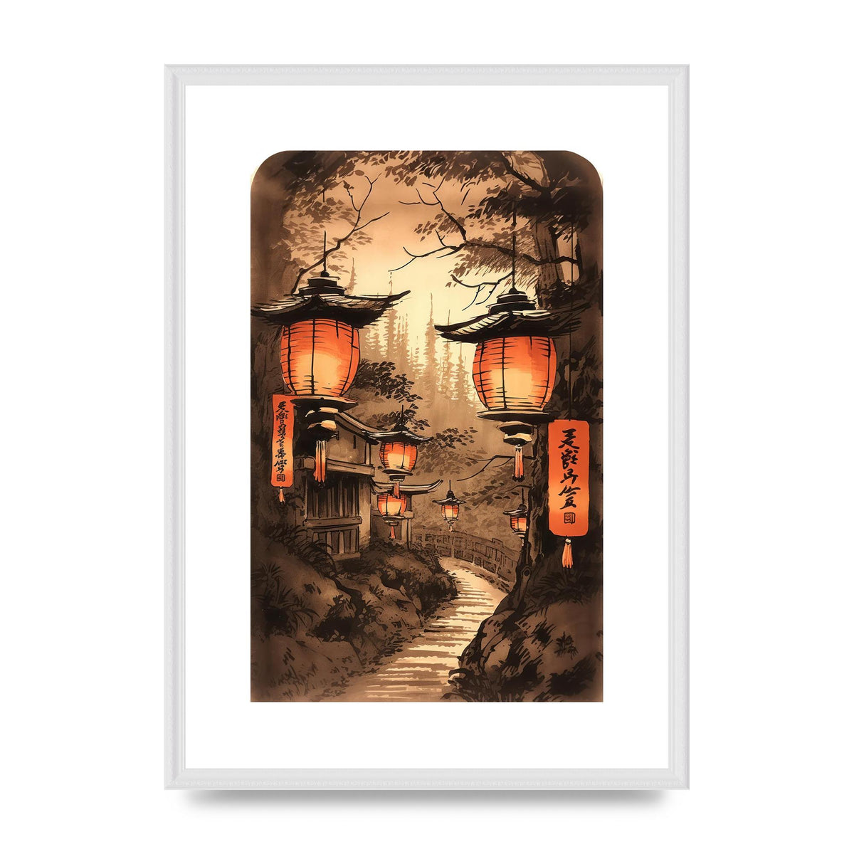 Luminous Lanterns Toward Old Temple