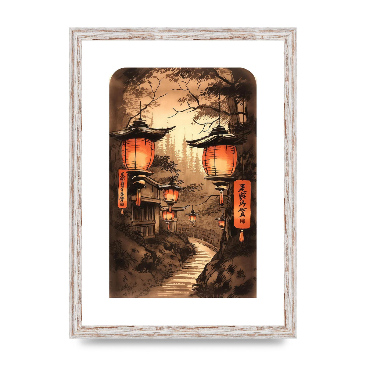 Luminous Lanterns Toward Old Temple