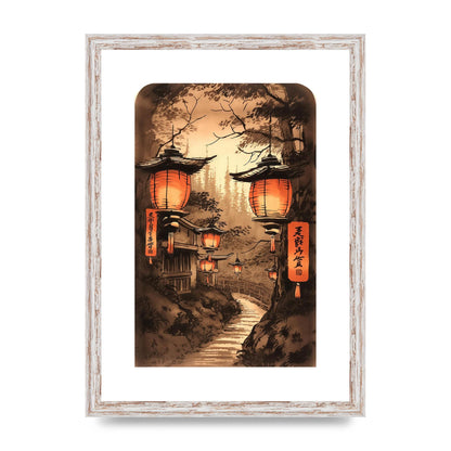 Luminous Lanterns Toward Old Temple