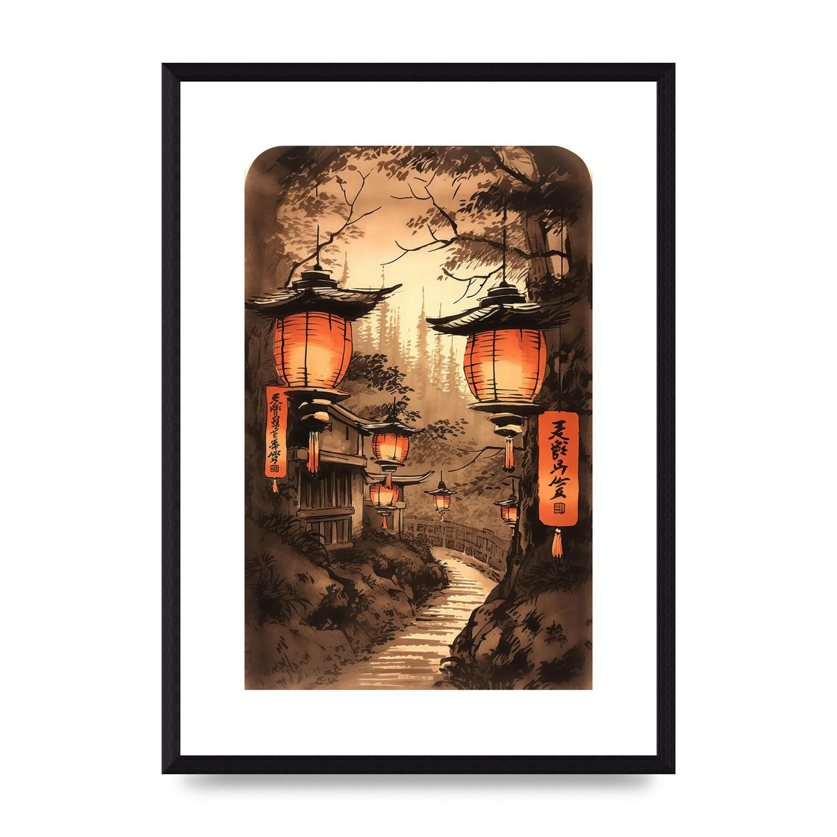 Luminous Lanterns Toward Old Temple