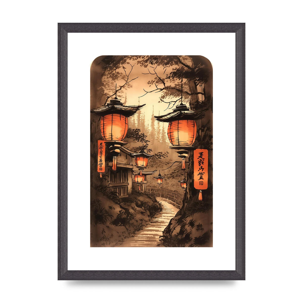 Luminous Lanterns Toward Old Temple