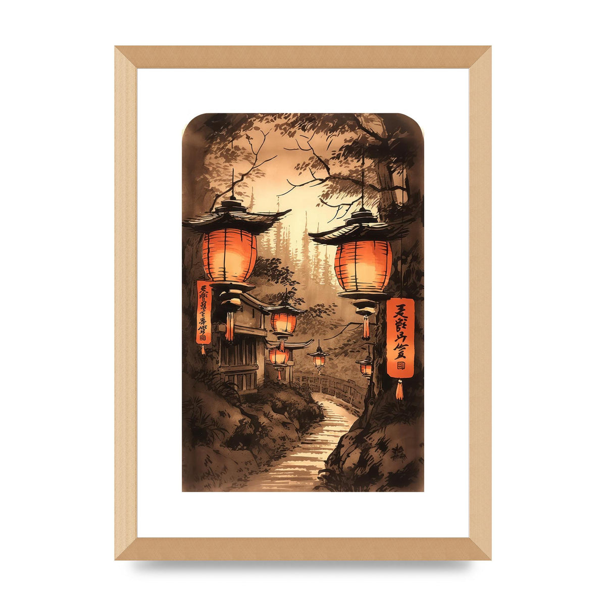 Luminous Lanterns Toward Old Temple