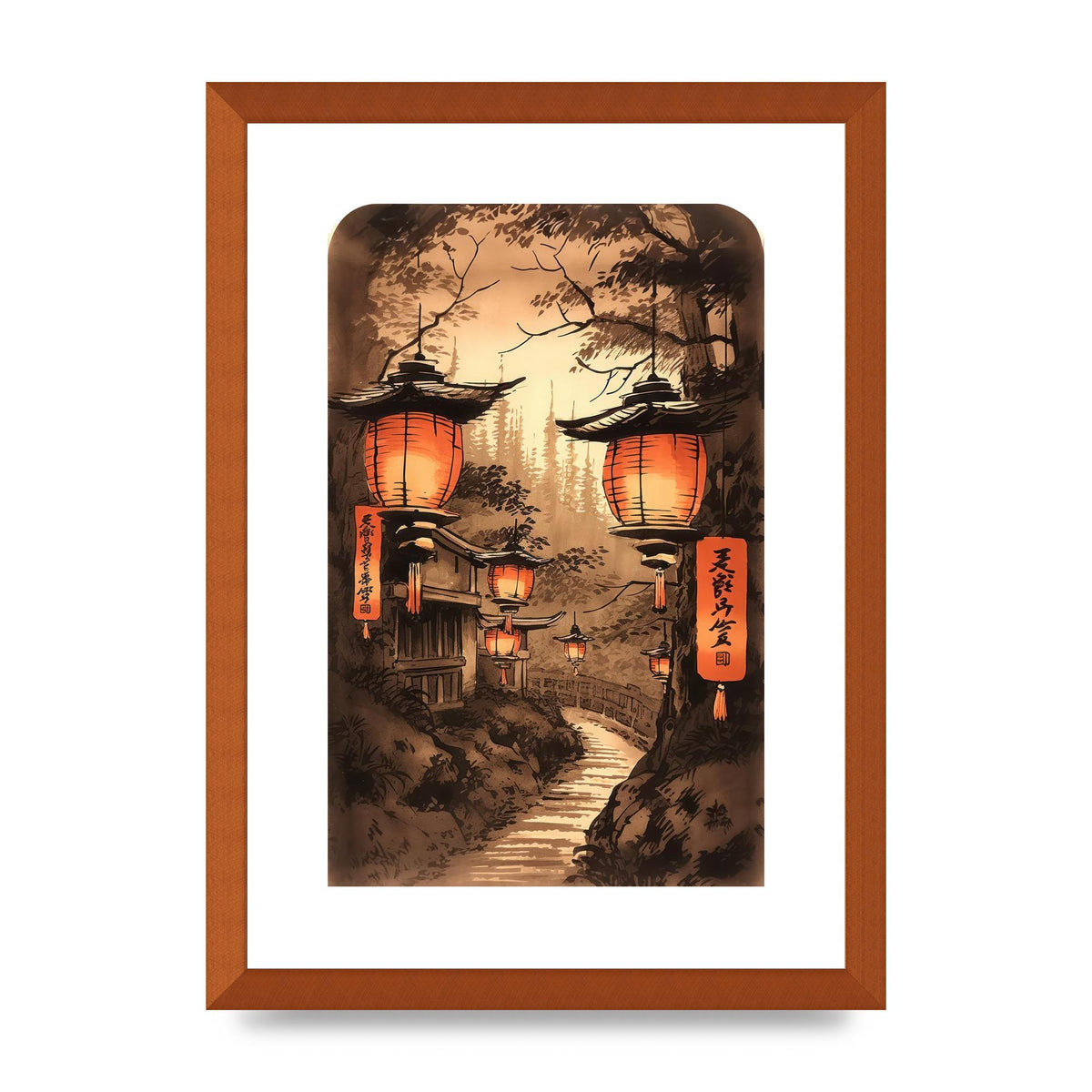 Luminous Lanterns Toward Old Temple