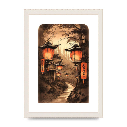 Luminous Lanterns Toward Old Temple