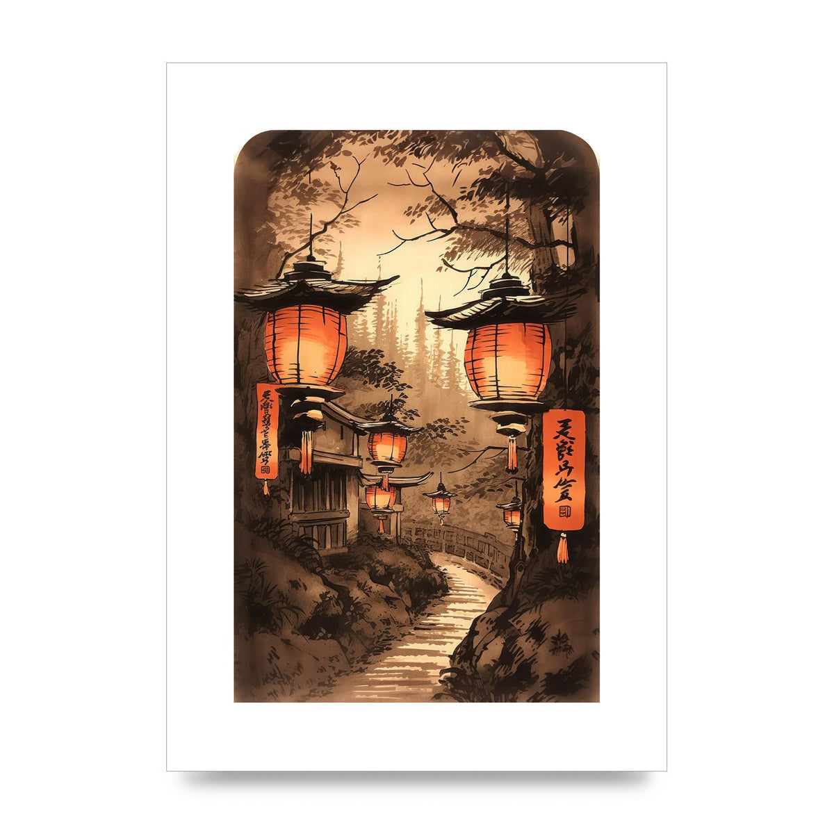 Luminous Lanterns Toward Old Temple