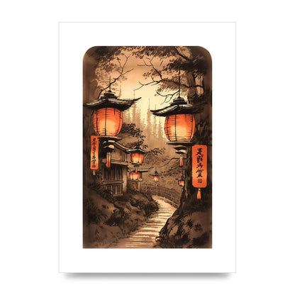 Luminous Lanterns Toward Old Temple