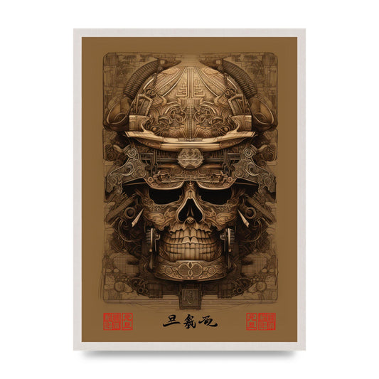 Kabuto Lithograph with Elaborate Patterns, print in an A2 white saw cut grain frame
