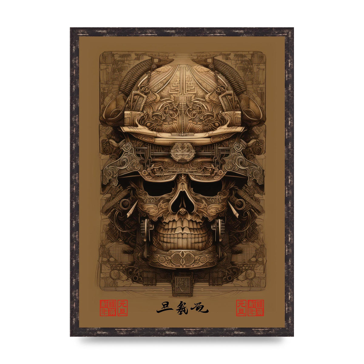 Kabuto Lithograph with Elaborate Patterns